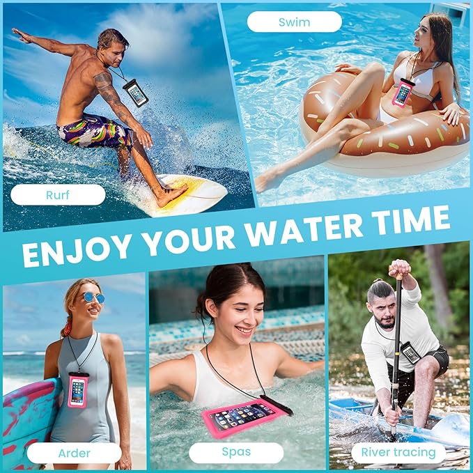 2 Pack Waterproof Floating Phone Pouch IPX8 Floatable Waterproof Phone Case with Lanyard Strap Universal Dry Bags Underwater Case Wallet for iPhone 15,14,13,12Pro Max Samsung,Up to 7.2" for Swimming