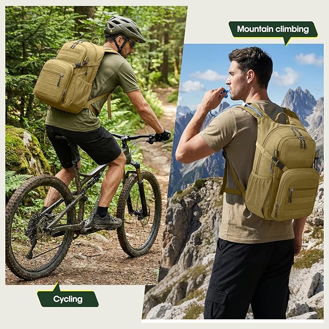 RAINSMORE Tactical Hydration Backpack 18L with 2L Water Bladder & Rain Cover, Insulated Molle Hiking Daypack, Lightweight Waterproof Ripstop Water Pack for Outdoor Cycling, Hiking