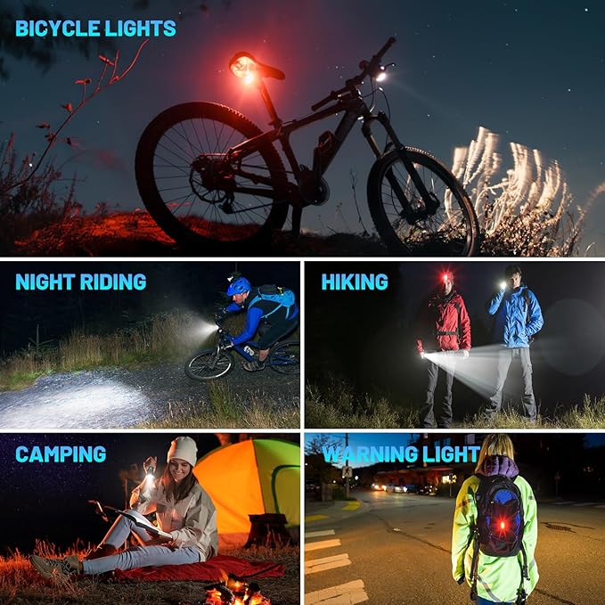 APECYC Bike Lights USB-C Rechargeable Bicycle Front Headlight and Rear Taillight with 4+5 Light Modes, Waterproof Bike Light Set for Night Riding, Commuter, Road & Mountain Cycling