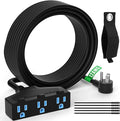 Outdoor Extension Cord 15 Ft with 3 Outlets, 12/3 SJTW 3 Prong Grounded Power Cord, 12 Gauge 12AWG Heavy Duty Power Cable, ETL Listed, 15 Amp 125 V 1875 W-Multiple Outlets for Indoor/Outdoor-Black