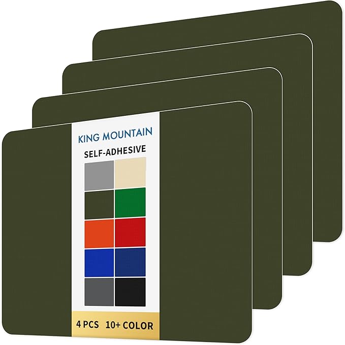 KING MOUNTAIN Self Adhesive Nylon Fabric Repair Patch, 9×11 Inches 4 Pcs, Quick Down Jacket Repair Patch, Waterproof Outdoor Gear Patch Kit for Tent,Backpacks,Umbrella, Gloves (Army Green)
