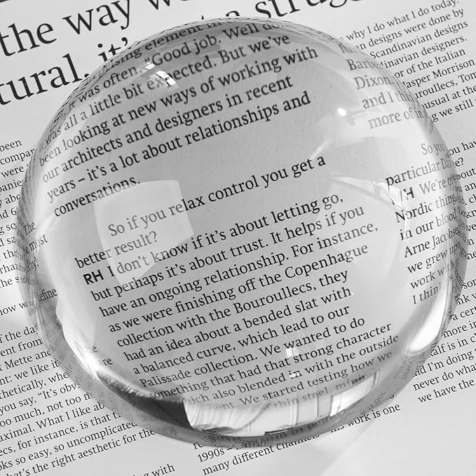 6X Crystal Dome Magnifier Paperweight, 4 Inch Large Dome Reading Magnifying Glass with Gift Box, Desktop Paperweight Magnifier for Books, Maps, Documents, Crafts & Seniors (4 Inch)