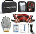 Car Emergency Safety Kit Bag with Jumper Cables, Tire Pressure Gauge, Auto Vehicle Safety Road Side Assistance Kits Essentials,for Women, Men, Teen (Blue)