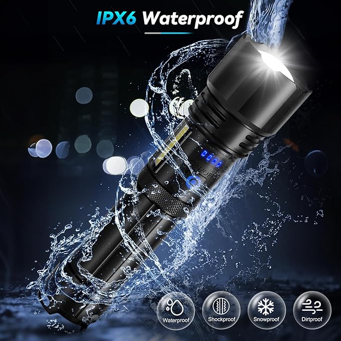 Sigoobal Flashlight LED Rechargeable Flashlights High Lumens, 99,000 LM Super Bright Powerful Flashlight, High Powered Flash Lights Waterproof Handheld Flashlights for Home Camping Hiking(2 Pack)