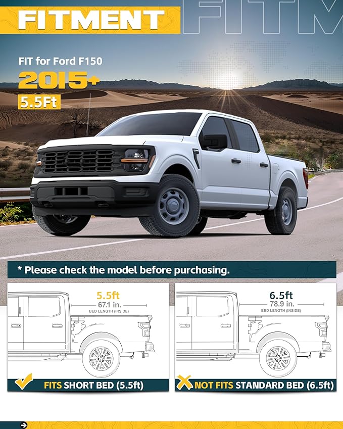 Trumgeta Side Bed MOLLE Panel Fit for 5.5 Feet Ford F150 2015-2020 & 2021-2026 Truck Storage Organizer System