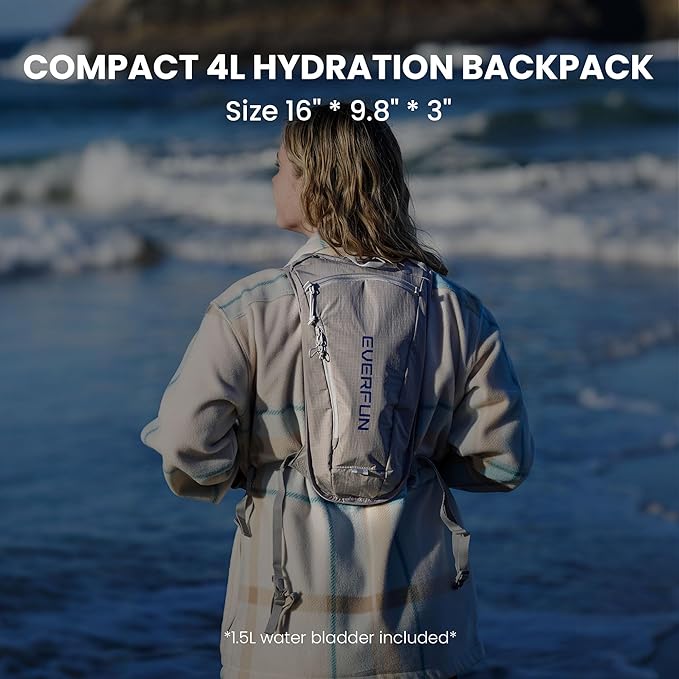 EVERFUN Hydration Backpack Running Vest Small Hiking Water Backpack with 1.5L Water Bladder for Women Men, Lightweight Reflective Phone Holder Hydro Pack for Trail Running, Biking, Race, Marathons