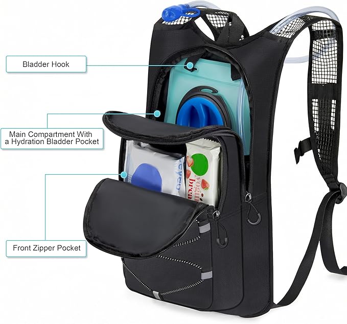 MIYCOO Hydration Backpack - Lightweight Water Backpack with 2L Water Bladder Bag, Running Hydration Vest Backpack for Men Women, Hydration Pack for Hiking, Cycling, Climbing