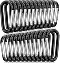 STURME 2" Aluminum D Ring Carabiners Clip D Shape Spring Loaded Gate Small Keychain Carabiner Clip Set Outdoor Camping Mini Lock Snap Hooks Spring Link Key Chain Durable Improved 24 PCS