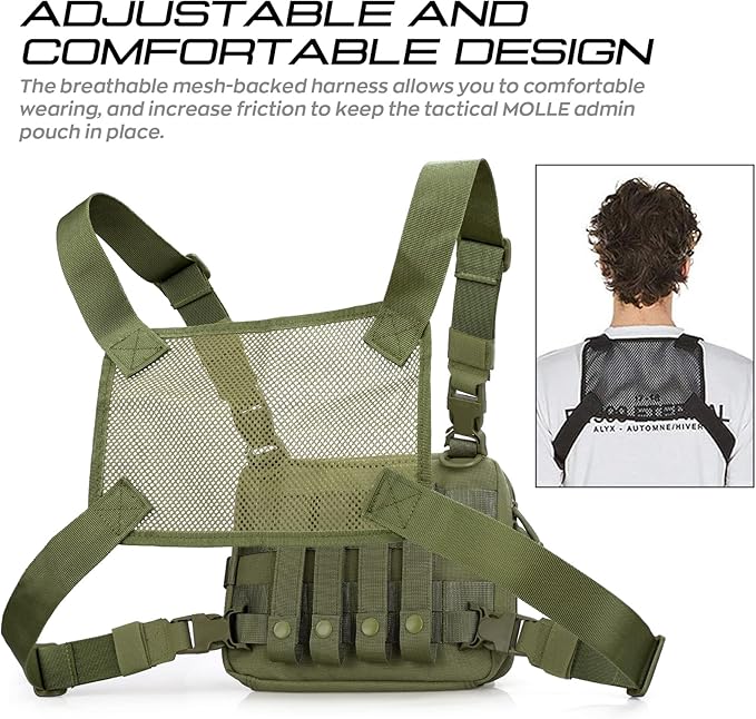 WYNEX Tactical Molle Admin Pouch of Double Layer Design, Admin Pouches Molle Attachment Military Medical EMT Organizer with Map Pocket EDC EMT Pack IFAK Tool Holder Universal U.S.A Patch Included