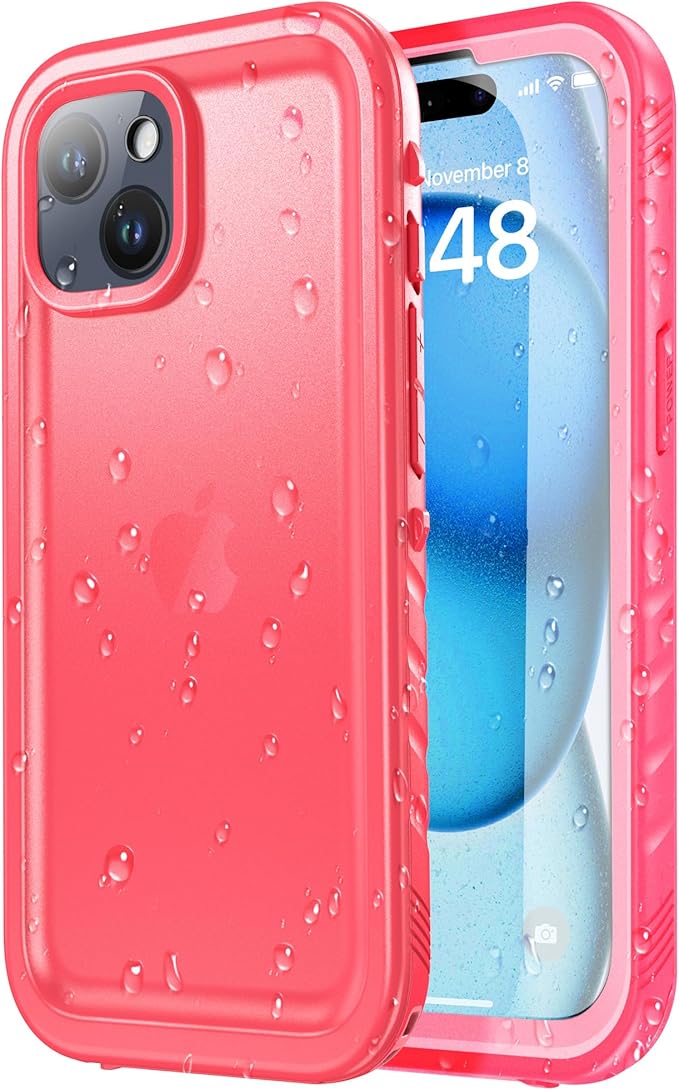 SPORTLINK for iPhone 15 Case - IP68 Waterproof Military Protective Full Body Heavy Duty Shockproof 360 Sealed Dustproof with Camera Screen Protector Phone Cover for i Phone 15 6.1" Pink