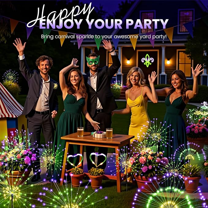 PEVOROS Garden Decor Solar Lights Outdoor,6 Pack 120LED Waterproof Colorful Solar Garden Lights Your Outdoor Decoration,Yard, Patio, Porch,Flower Pot,Pathway, for 4th of July (Purple, Green, Yellow)
