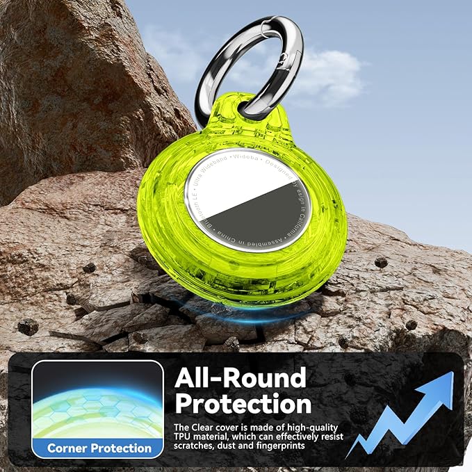 for Apple AirTag 2nd & 1st Gen, Waterproof Case for AirTag Holder Keychain,GPS Tracker Cover for Dog,Car Key,Luggage-E47-Clear Chartreuse