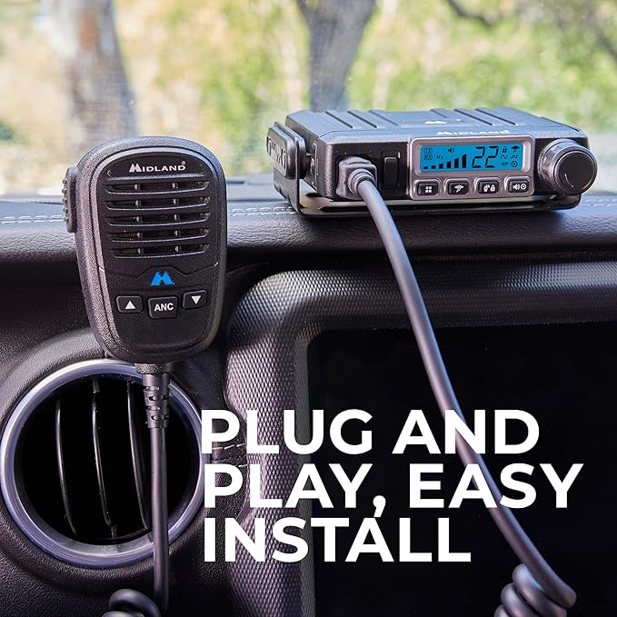 Midland – MXT115AGVP3 - 15 Watt GMRS MicroMobile Two Way Radio - Off Roading Outdoor Farm Radio - Extended Range 3dB gain Ghost Antenna, Antenna Cable, Mounting Bracket - Farm Tractor Bundle