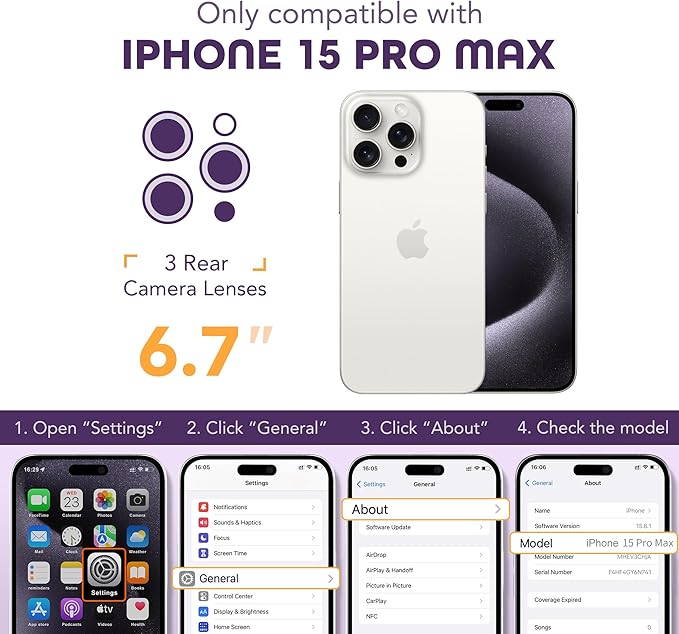 TIESZEN for iPhone 15 Pro Max Case, Compatible with MagSafe, Built-in Privacy Screen Protector and Camera Protection, Anti Spy Full Body Dustproof Shockproof Hard Phone Case 6.7", Purple