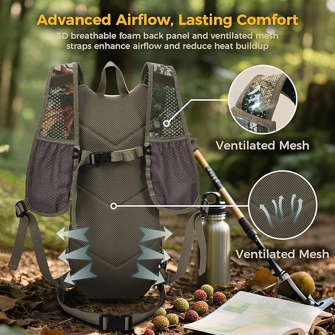 Blue Quartz Hydration Backpack with 3L Water Bladder, Lightweight Hiking Backpack with Phone Pocket, Tactical Molle Water Backpack for Running, Biking, Climbing, Hydro Pack for Men Women