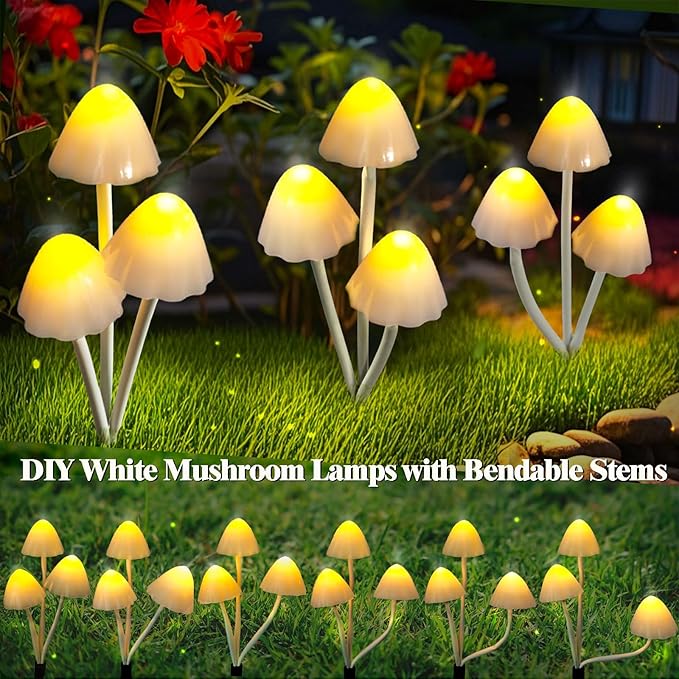 Solar Mushroom Lights for Outside, 6Pack 18 LED Mushrooms with 8 Lighting Modes, Unique Mushroom Garden Decor Gifts, Cute Mushroom Solar Lights Outdoor Garden for Path,Landscape,Yard,Patio,Lawn Decor