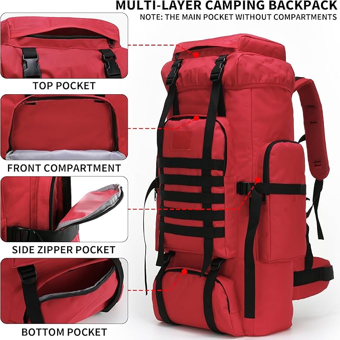 Hiking Backpack for Men 70L/100L Camping Backpack Military Rucksack Molle 3 Days Assault Pack for Climbing | Camping Backpack, 3 Days Assault Pack, for Climbing