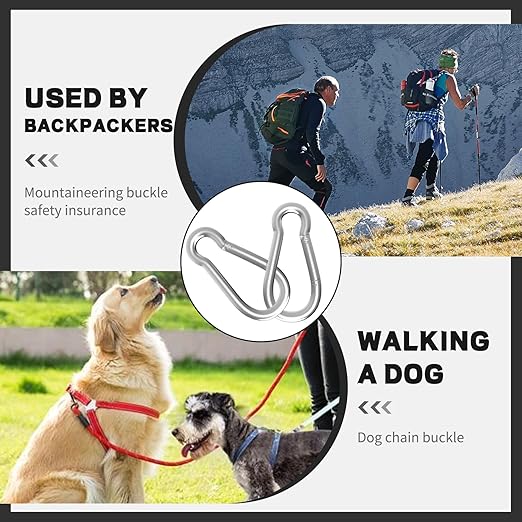 Carabiner, Heavy Duty Galvanized Steel Spring Snap Hook Carabiner Clips with 110LBS Holding Capacity, Ideal for Outdoor, Hammock, Swing and Travel (M4 1.6Inch, 400PCS)