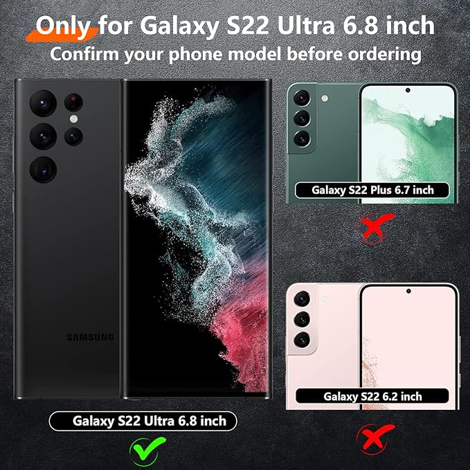 Temdan [Heavy Shockproof for Samsung Galaxy S22 Ultra Case,with 2 Pack [Soft Screen Protector + Camera Lens Protector] [12 FT Military Grade Drop Protection] Tough Rugged Full-Body Protection