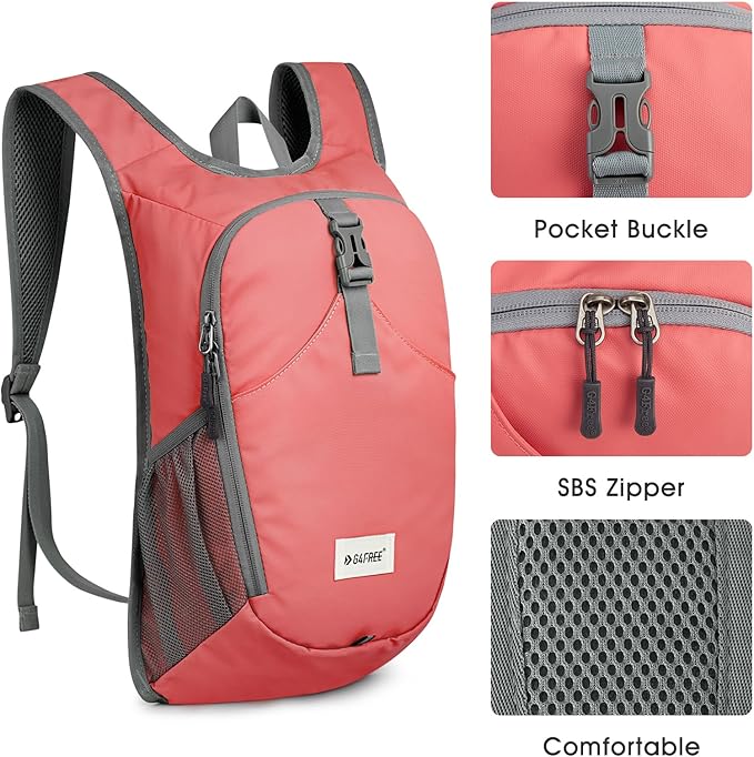 G4Free 10L Hiking Backpack, Lightweight Small Hiking Daypack Outdoor Travel Foldable Shoulder Bag