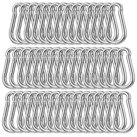 200PCS Spring Snap Hook Carabiner, 3/16" Galvanized Steel Snap Clip Hook, 2" Heavy Duty Quick Link Clip Keychain, 220LBS Holding Capacity Carabiner Clip for Camping Gym Outdoor, Door Leash & Harness