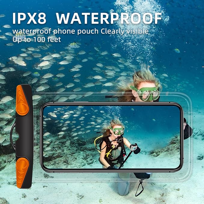 Waterproof Phone Pouch, Waterproof Phone Case with Lanyard for iPhone, Samsung, IPX8 Cellphone Beach Dry Bag Kayak Cruise Ship Essentials 2Pack-7.5"