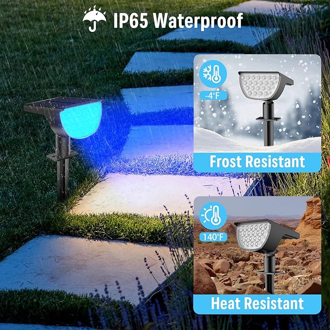 GKGG Solar Multicolor Lights Waterproof IP65, 8 Lighting Modes Solar Spot Lights Outdoor Yard Garden Landscape Pathway Decorations (Multicolor, 4 Pack)