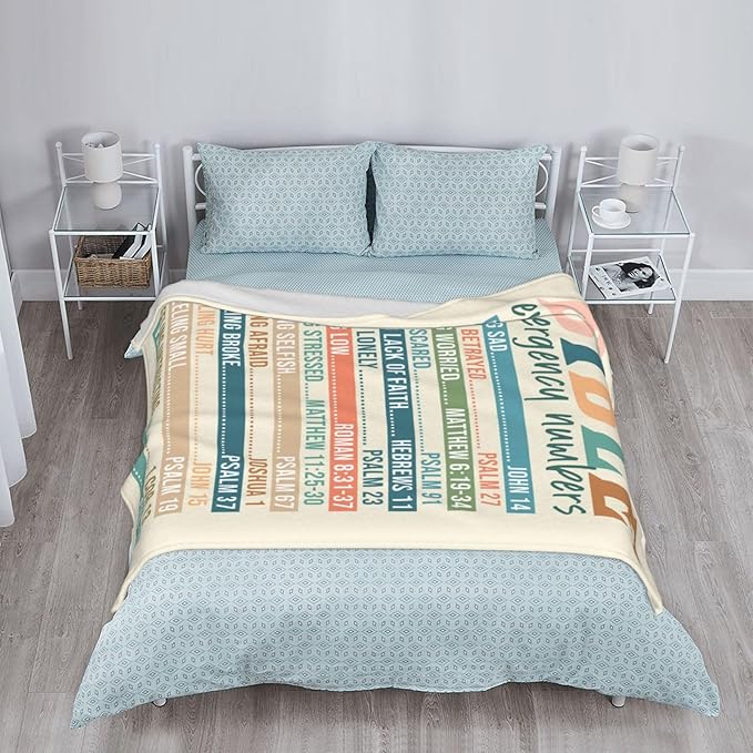 Jakayla Bible Emergency Numbers Christian Blanket Christian Gifts for Women Scripture Comfort for Every Emotion Inspirational Gifts 50" x 60"