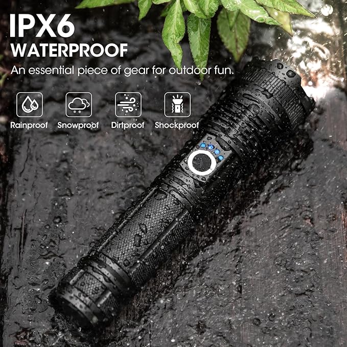 Kmivo Flashlights Rechargeable LED High Lumens - 4 Pack 90,000LM Super Bright Flashlight, Adjustable Powerful Flash Light with 5 Modes, Waterproof Handheld Flashlight for Home, Camping