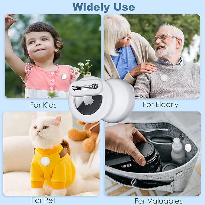 Tracker Holder for AirTag Gen 2/Gen 1 with Pin, Safe Hidden Lightweight GPS Tracker for Kids Compatible with Apple AirTag 2/1 for Child, Elderly, Pets Collar, Shoes (Purple, 1 Pack)