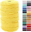 Yellow Macrame Cord 4mm x 109Yards,Colored Cotton Rope Craft Cord Colorful Cotton Cord Twine for Wall Hanging Plant Hangers Crafts Knitting Decorative Projects