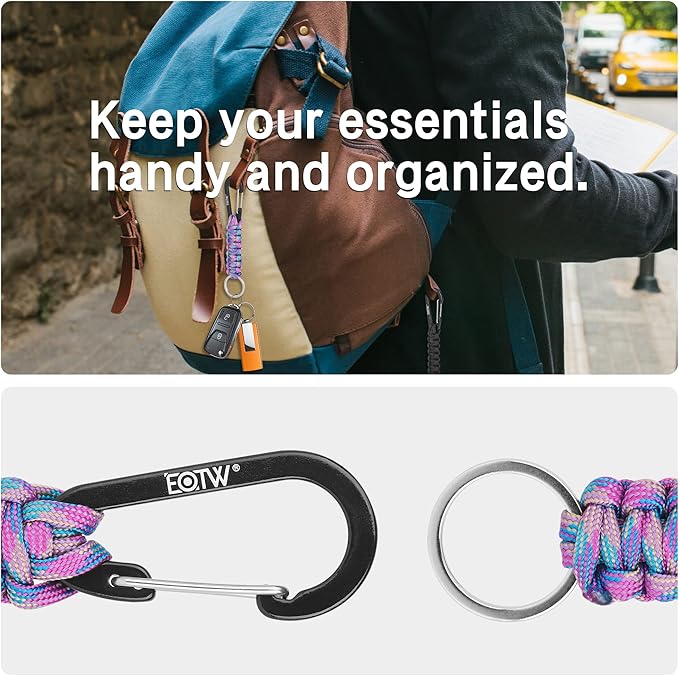 EOTW Paracord Keychain for Men Women Paracord Carabiner Backpack Keychain with Aluminum Clip for Camping Hiking Outdoor Gear