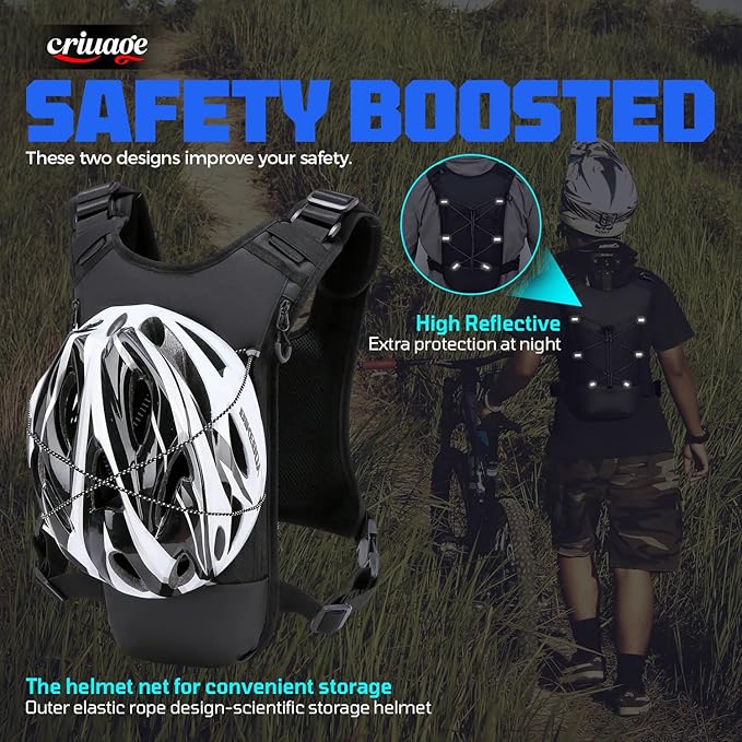 Criuage USA Original Patent Running Hydration Vest Backpack, Lightweight Chest Pack with 2.0L Water Bladder Bag Daypack for Hiking Running Cycling Race Marathon for Women Men