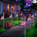 8 Pack American Flag Solar Lights Outdoor, 4th of July Decorations Red White and Blue Star Lights, 2 Modes Waterproof Solar Patriotic Lights for 250th Anniversary Independence Memorial Day Garden Yard