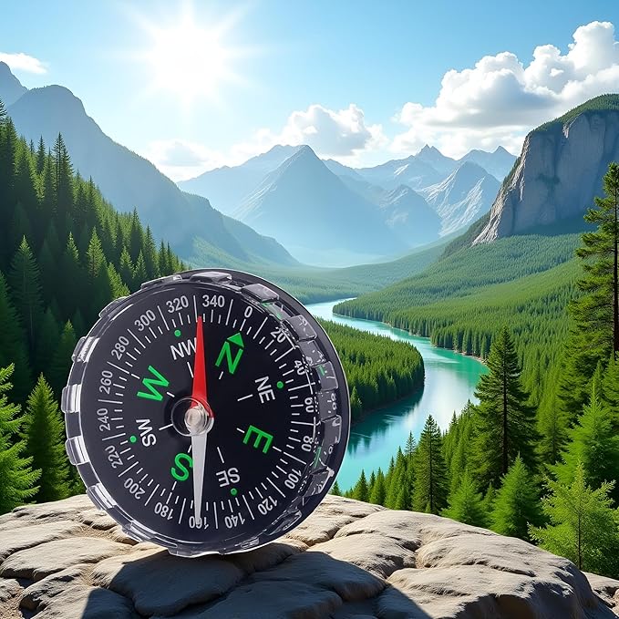 Mini Compass for Outdoor Navigation - Portable Liquid Survival Tool for Travel, Hiking, Camping and Backpacking - Clever Design, 4.5cm Diameter, Ideal for Boating and Navigation, Compasses