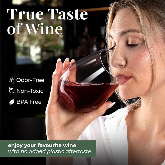 Vivocci Unbreakable Plastic Stemless Outdoor Wine Glasses 20 oz | Tritan Heavy Base | Shatterproof Glassware | Ideal For Cocktails & Scotch | Perfect For Homes & Bars | Dishwasher Safe | Buy 8 Pay 6