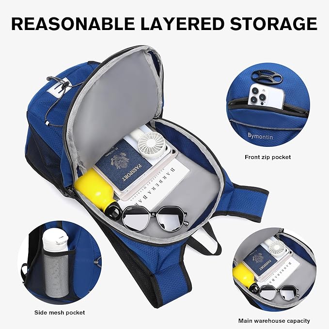 Ultra-Light Soft Daypack 15L/20L, Cushioned Breathable Back Panel Backpack, Lightweight Packable Travel Backpack (Blue, 20L)