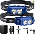 Headlamp Rechargeable 2PCS,4500L Super Bright Light Bright LED Rechargeable Headlight with White Light, Waterproof Head Lamp with Headband for Outdoor Camping, Hiking,Camping Essentials,Working