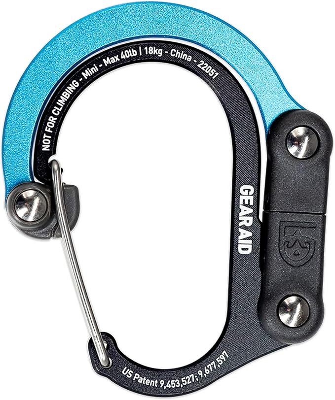 GEAR AID HEROCLIP (Mini) Carabiner Gear Clip and Hook, for Hanging Bags, Purses, Lanterns, Strollers, Tools, Helmets, Water Bottles, and More