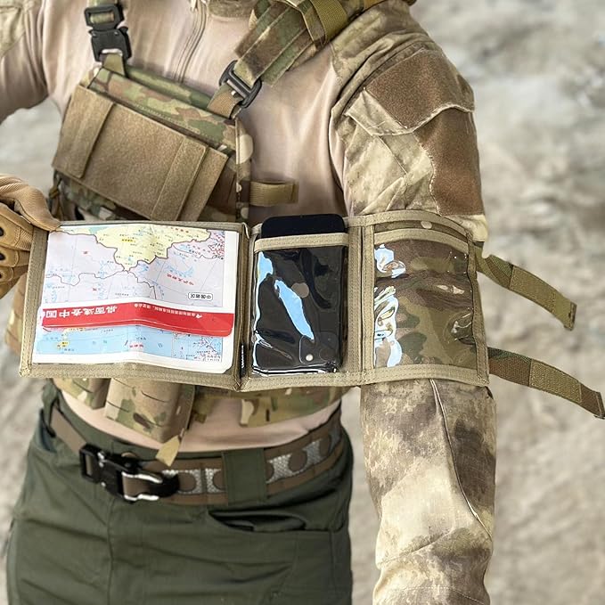 Tactical Arm Sleeve Map Pouch Case Documets Holder Wrist Case Wrist Map Holder QB Wristband Map Case Military Arm PouchTactical USA Flag Patch