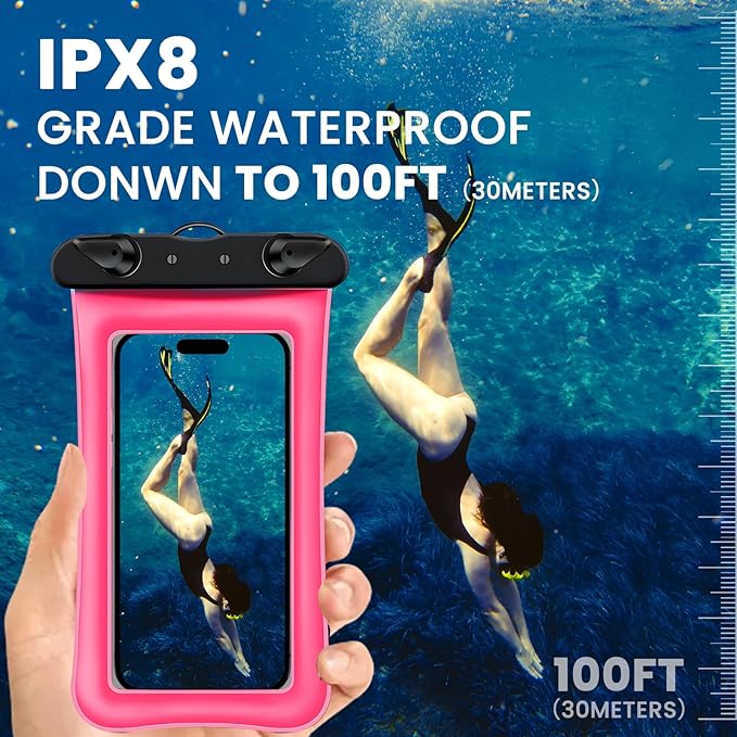 2 Pack Waterproof Floating Phone Pouch IPX8 Floatable Waterproof Phone Case with Lanyard Strap Universal Dry Bags Underwater Case Wallet for iPhone 15,14,13,12Pro Max Samsung,Up to 7.2" for Swimming