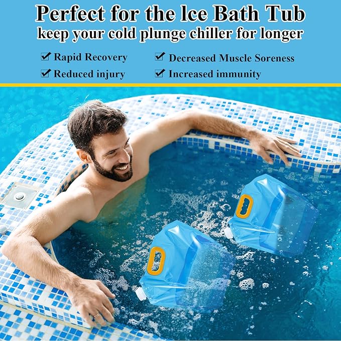 Tessco for you 12 Pack 1.3 Gallon Collapsible Water Storage Bag Water Container Emergency Jug Plastic Storage Pouch Freezable Carrier Tank Foldable Bottle for Outdoor Sport Camping (Blue)