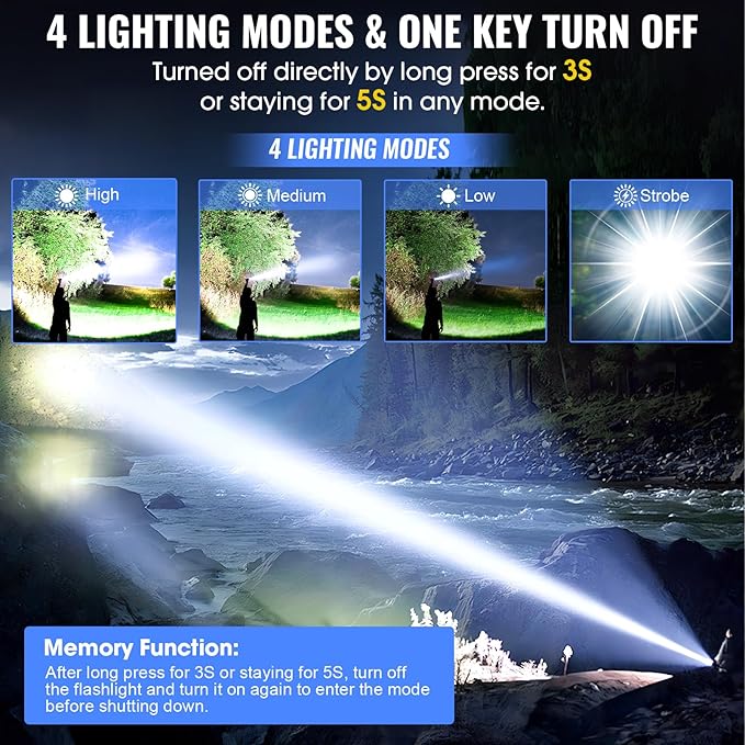 Banral Rechargeable Tactical Flashlights, High Lumens Small Mini USB-C LED Flashlight, Compact EDC Flash Light, 4 Modes&Memory Function, Waterproof Pocket Lights for Home,Camping,Emergency (1, Blue)