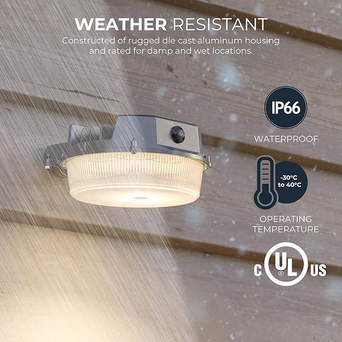 HALO ALB Outdoor Dusk-to-Dawn LED Security Area Light with 2000 Lumens, Wall or Pole Mount - Textured Gray
