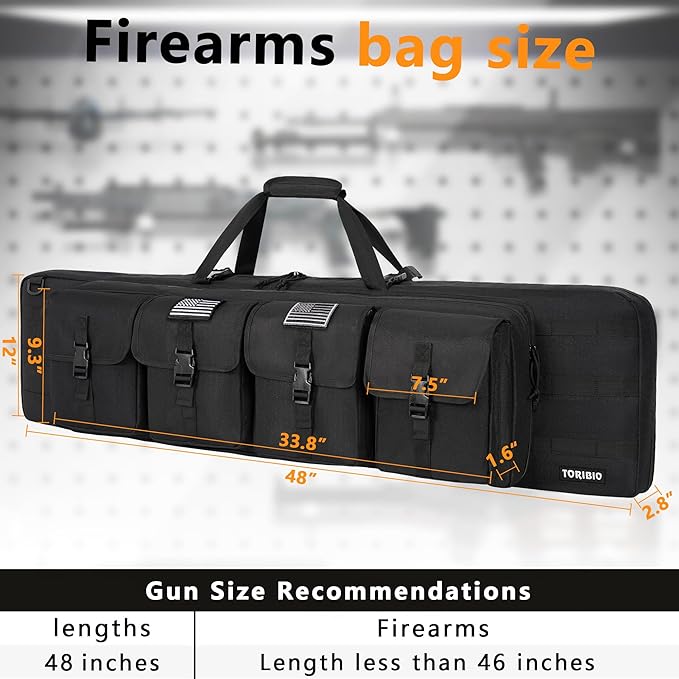 TORIBIO Double Rifle Case Soft Bag 32" 34" 36" 42" 46" 48'' 51“ 55” Gun Case Tactical for Rifle Firearm Storage, Transportation and Hunting Shooting Range, Rifle Backpack