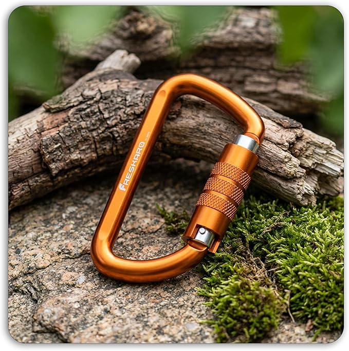 FresKaro 3inch 12kN-2698lbs Auto Locking Carabiner Clips, Solid D Shape, Heavy Duty 7075 Aluminum, Lightweight 1.09oz, Rust Proof, for Hammock, Hiking, Dog Leash, Keychain etc., Multi-Colors