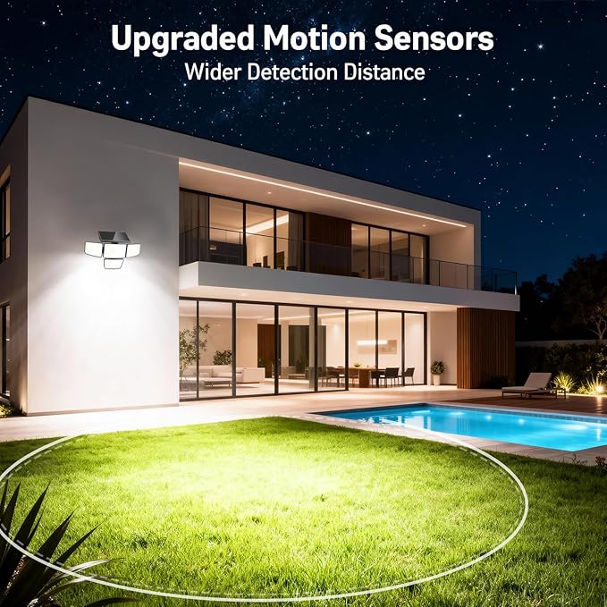 Adewalk Solar Outdoor Motion Lights - Upgraded 4Packs 4 Heads 188 LED Security Lights with Motion Sensor Lights, IP65 Waterproof 270° Wide Angle Flood Wall Lights for Home Darkroom Backyard
