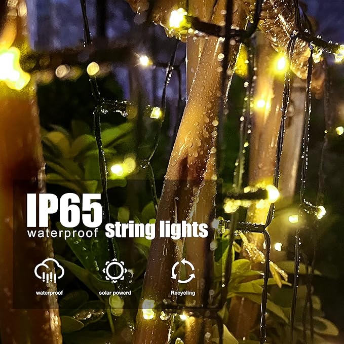 Selarlyt 2 Pack 200LED Solar Christmas Lights Outdoor, 72FT Solar String Lights with 8 Lighting Modes, IP65 Waterproof Solar Lights Outdoor for Xmas Garden Party Tree Decor, Warm White