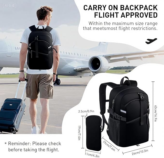 Small Hiking Backpack,20L Lightweight Travel Daypack,Ideal for Hiking,Traveling and Outdoor Adventure,Black
