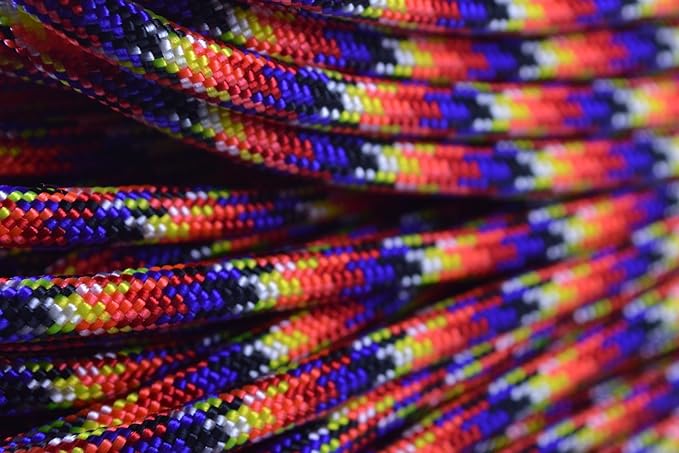 USA Made 550 Paracord - DIY Projects, Camping, Hiking, Tree Nets, 300 Colors - Type III Cord - Trainwreck 50 Feet